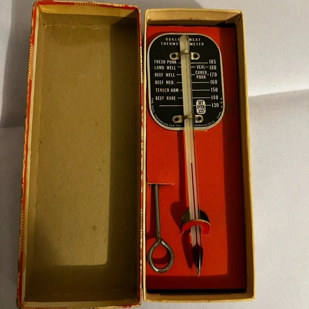 Vintage Roast Meat Thermometer - Ohio Thermometer Co. With Original Box.